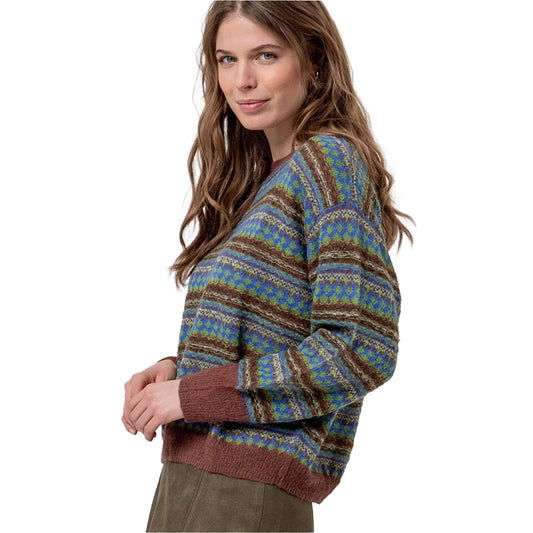 SURKANA Maglione Girocollo Jacquard Marrone-SURKANA-VIALESCARPE