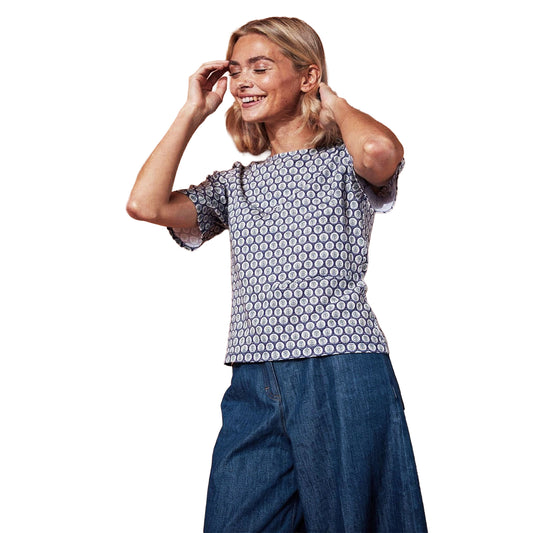 SURKANA T-shirt con Scollo Barchetta Blu e Azzurro