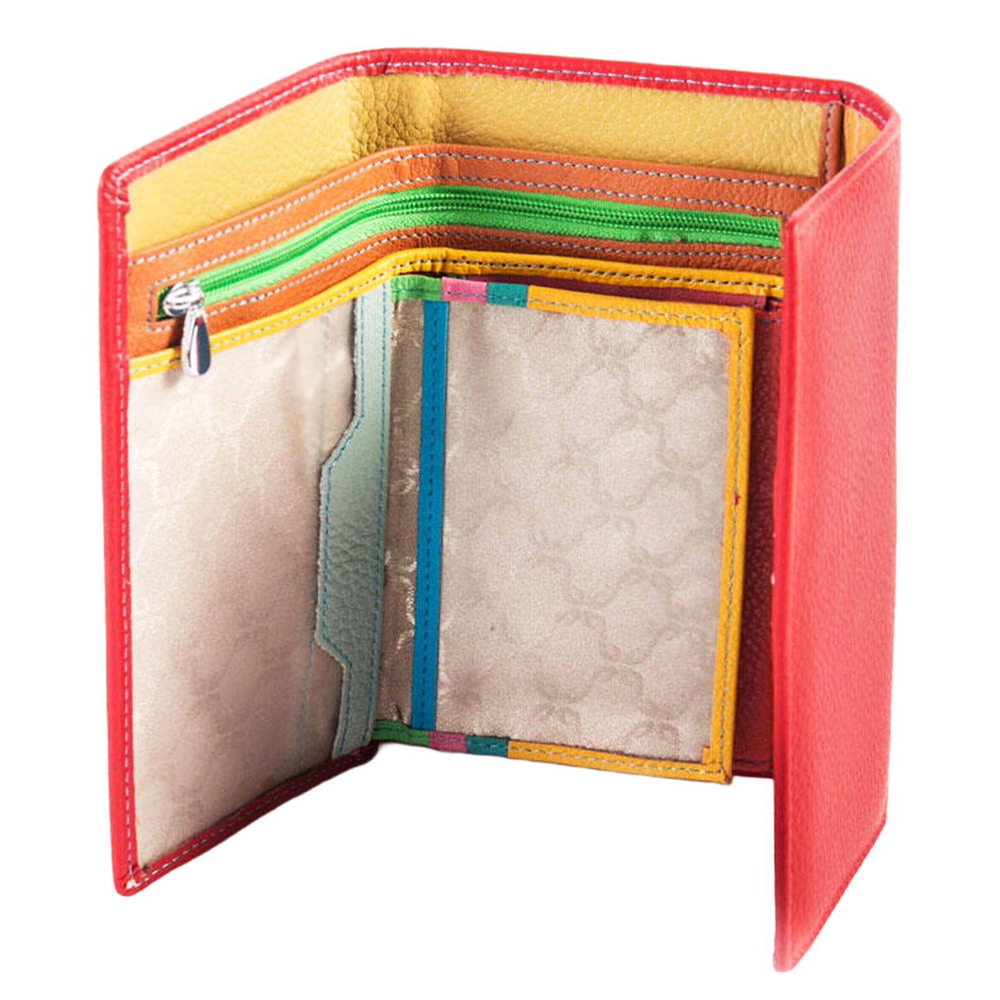 Portafoglio Medio Grande Reuse Multicolor Rosso in Pelle