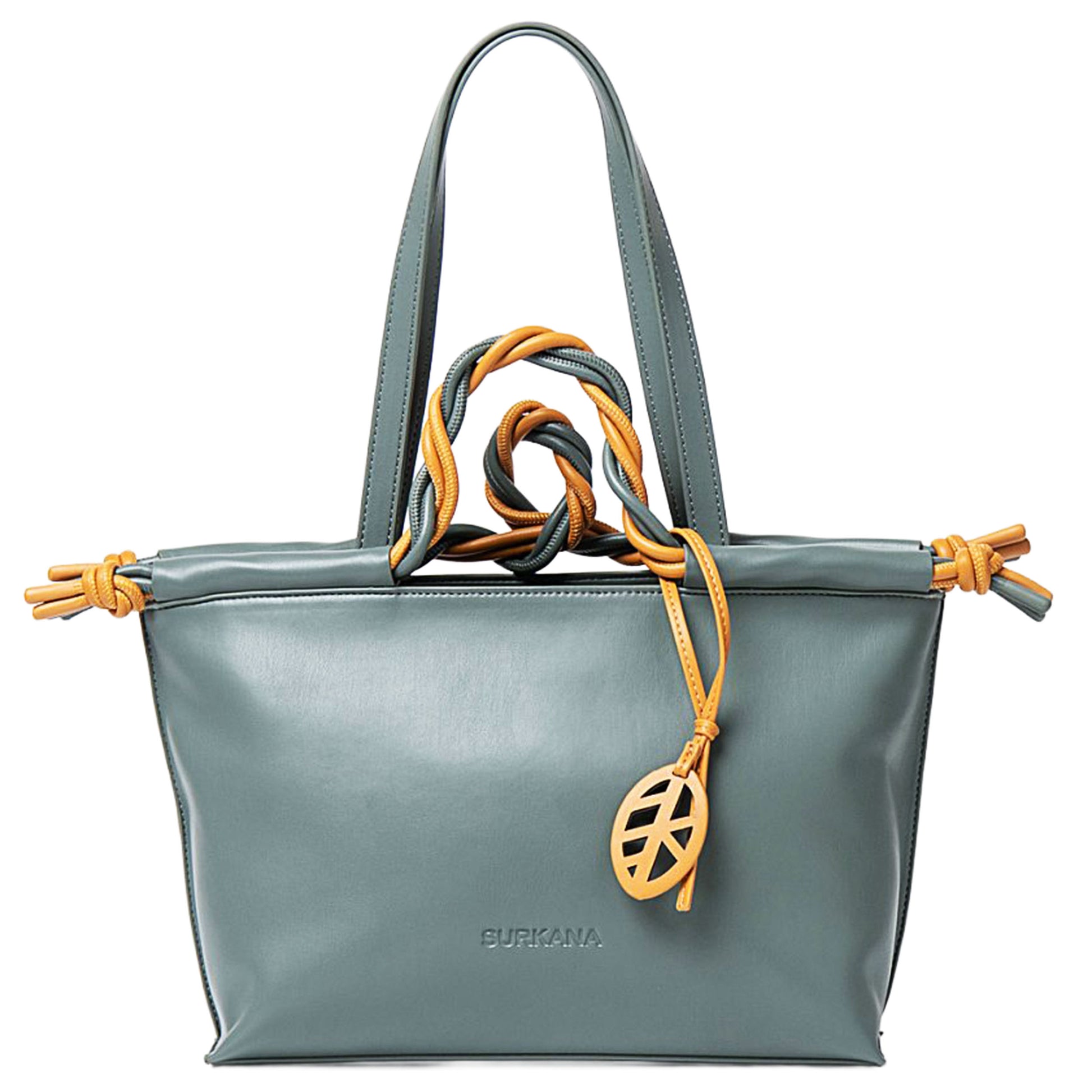 SURKANA - Borsa tote a doppio manico bicolore Blu acciaio-SURKANA-VIALESCARPE