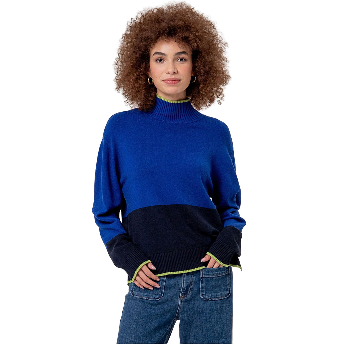 SURKANA Maglione Bicolore Blu Cobalto e Nero