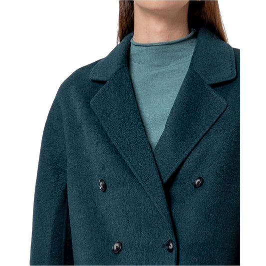 SURKANA Cappotto Corto Doppiopetto in Lana Verde Bottiglia-SURKANA-VIALESCARPE