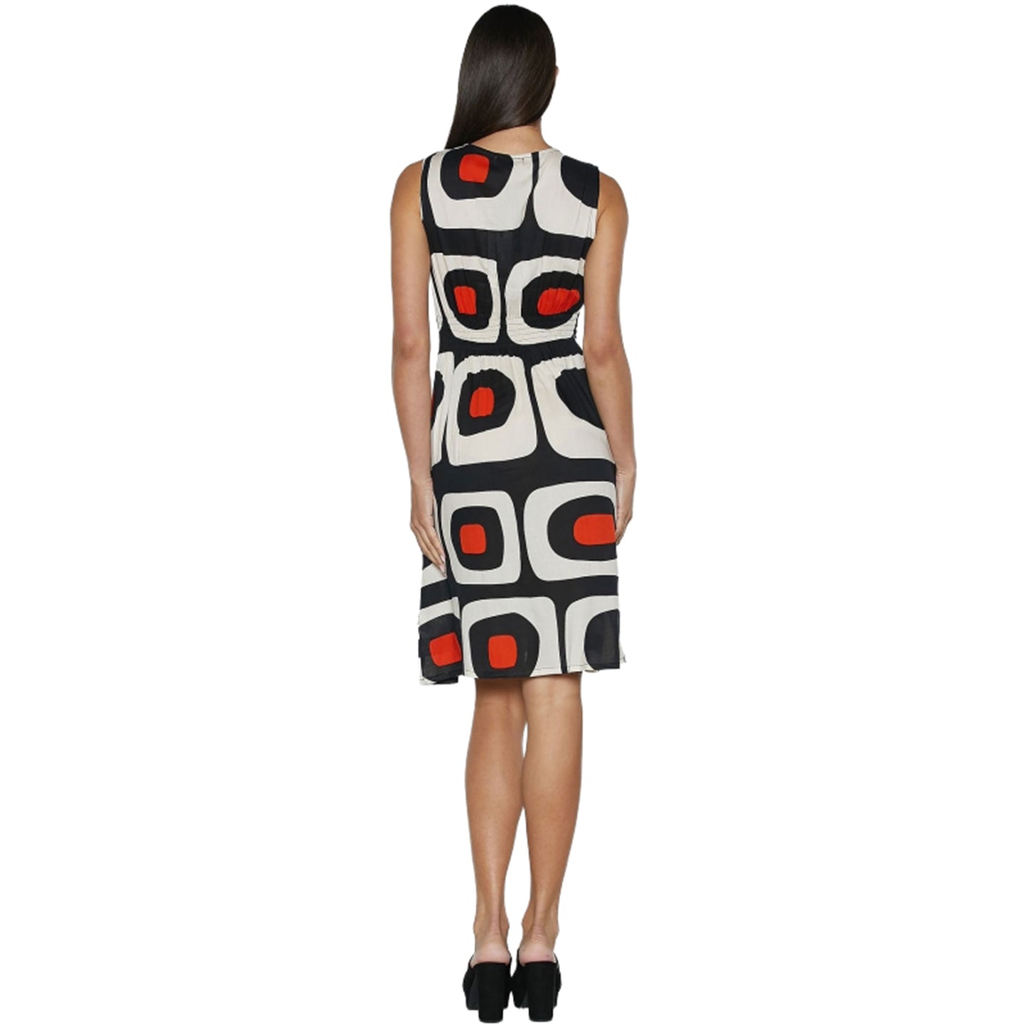 BABA DESIGN Abito Corto SIXTY DRIFT Bianco, Nero e Arancio