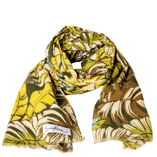 SURKANA Foulard rettangolare stampato con frange corte Verde