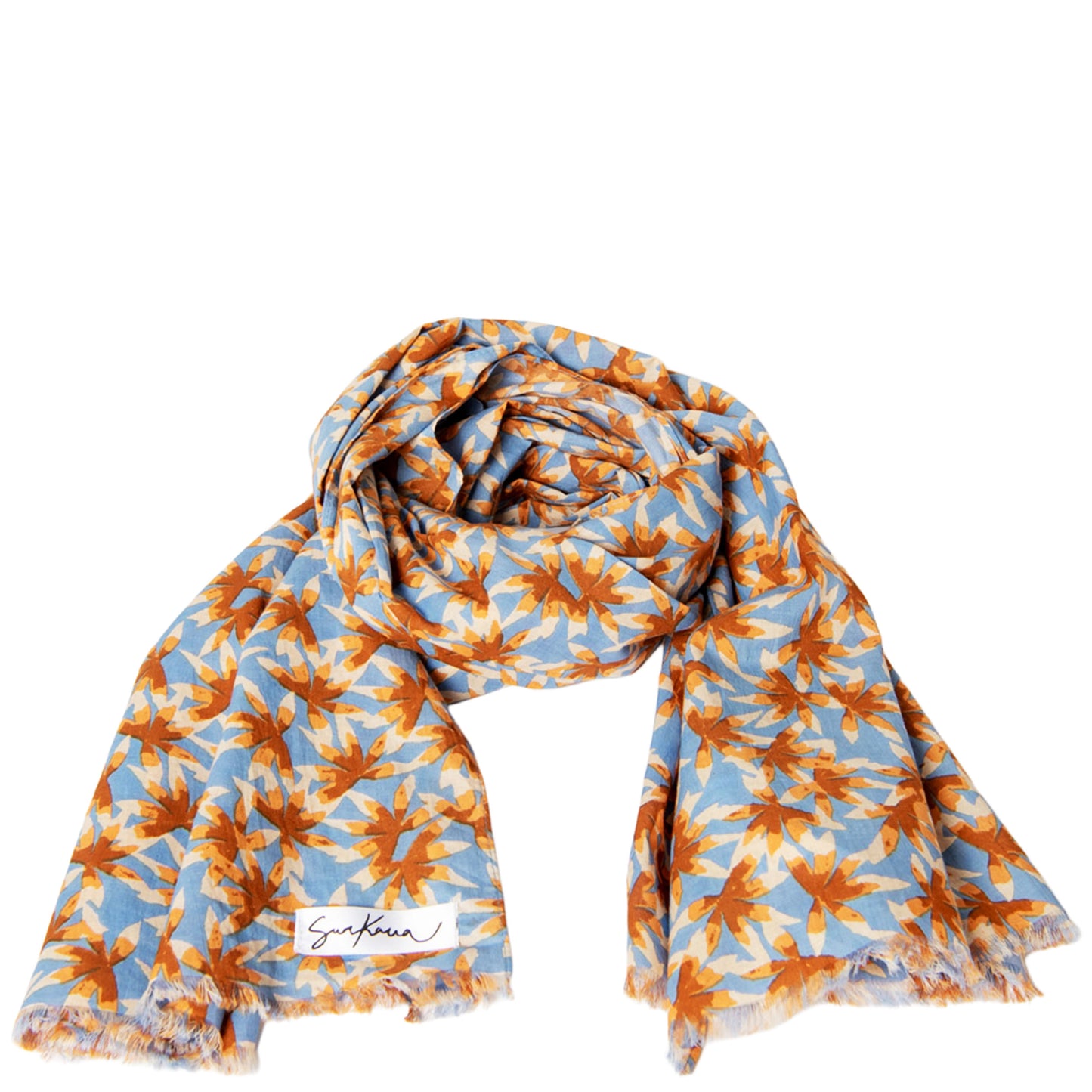 SURKANA Foulard rettangolare stampato con frange corte Polvere