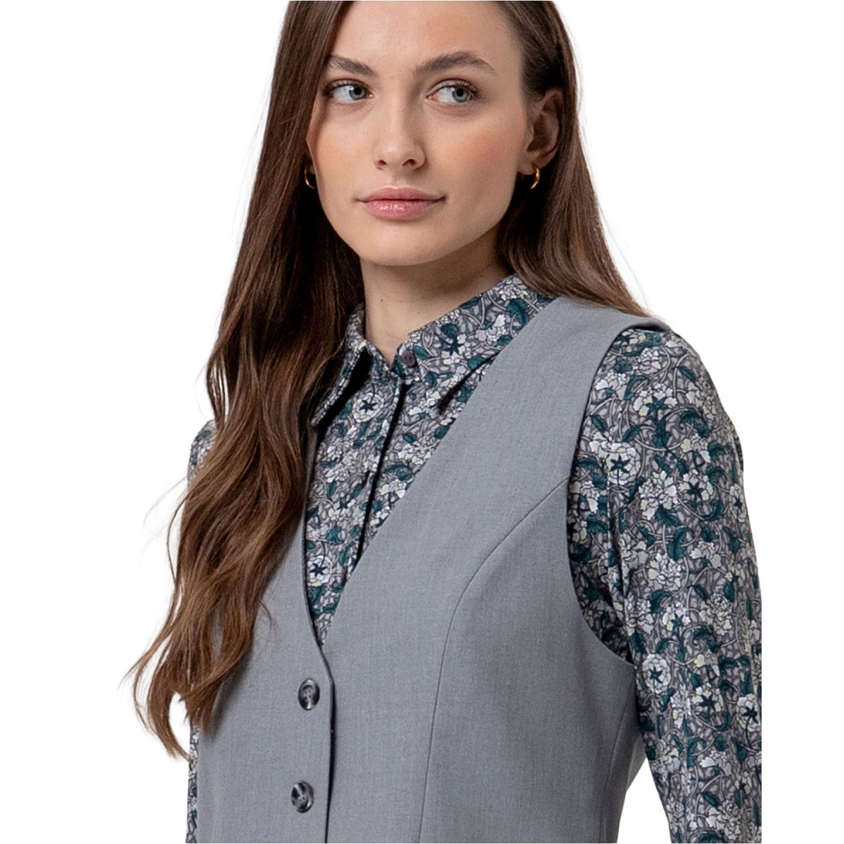 SURKANA Gilet con Fodera Stampata Grigio Melange