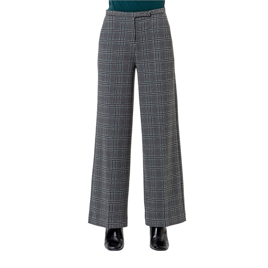 SURKANA Pantalone Wide Leg a Quadri Grigio-SURKANA-VIALESCARPE