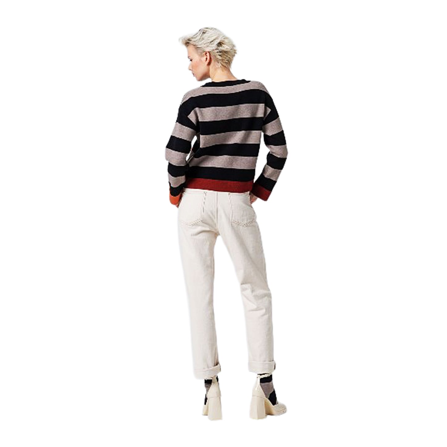 SURKANA - Cardigan corto a righe, con scollo a V-SURKANA-VIALESCARPE