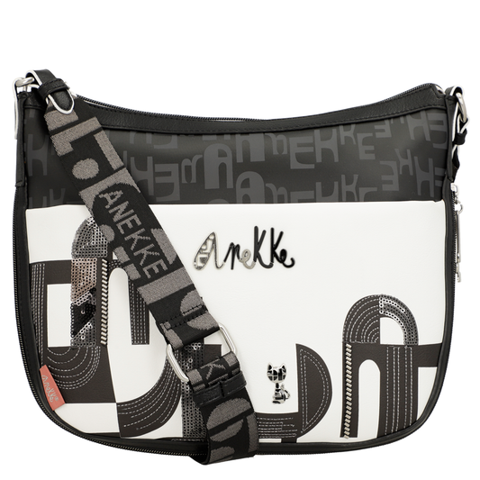 Borsa a Tracolla grande - Nature Sixties Black White