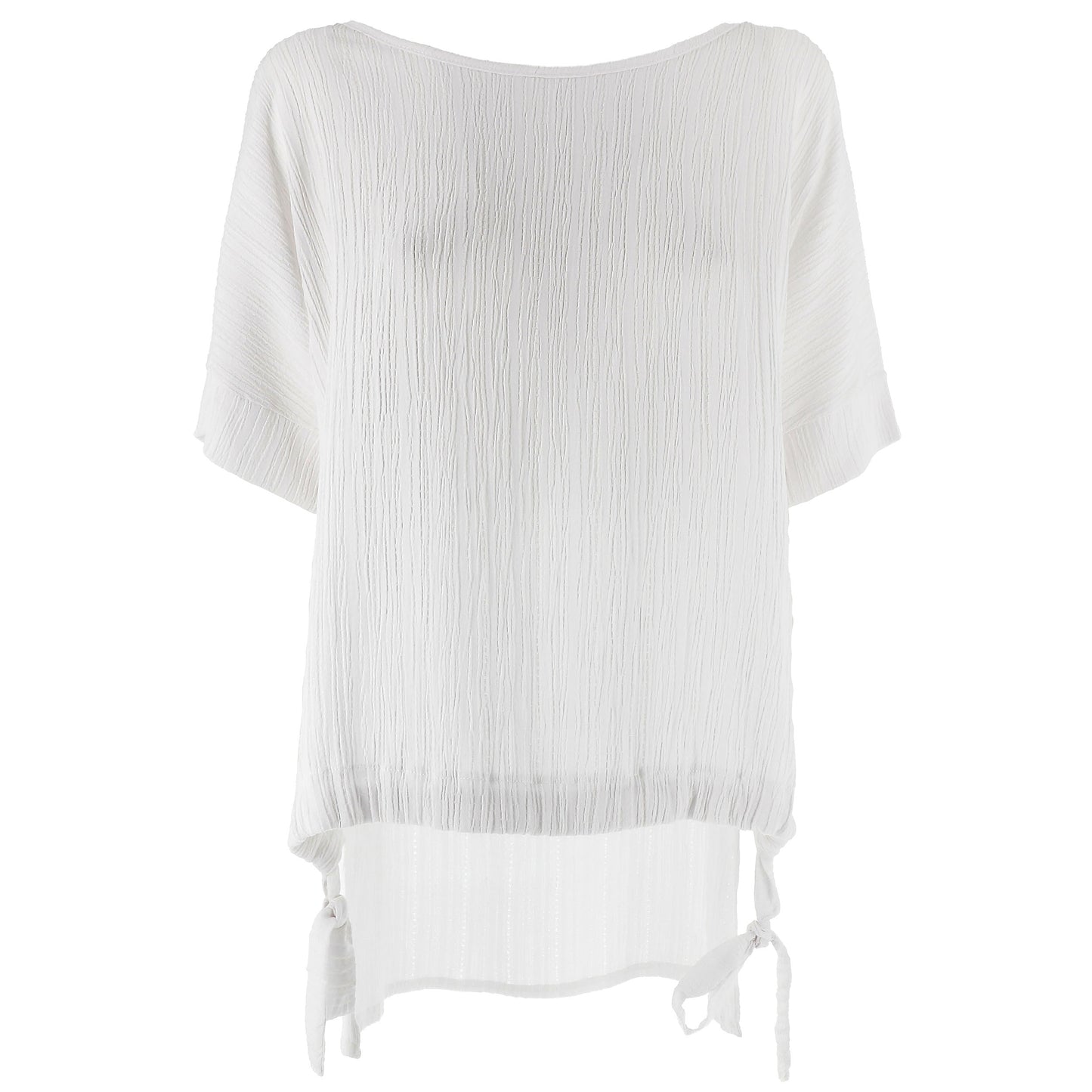 Blusa Donna KARAKORUM Chicca Bianca Effetto Plissé con Arricciatura Regolabile