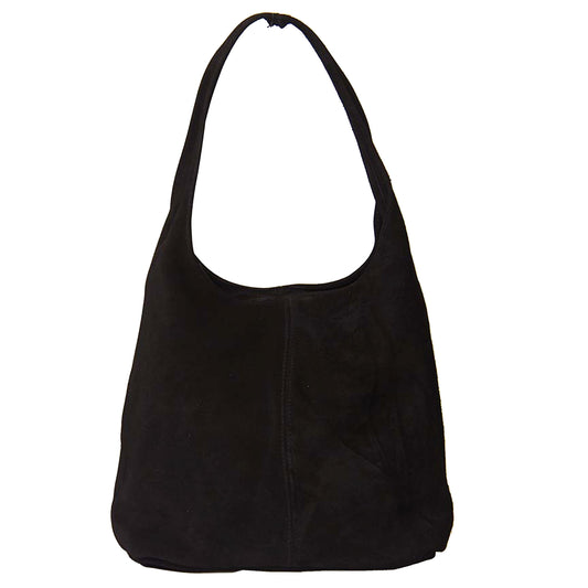 Borsa Suede Sacca Grande con zip Nero