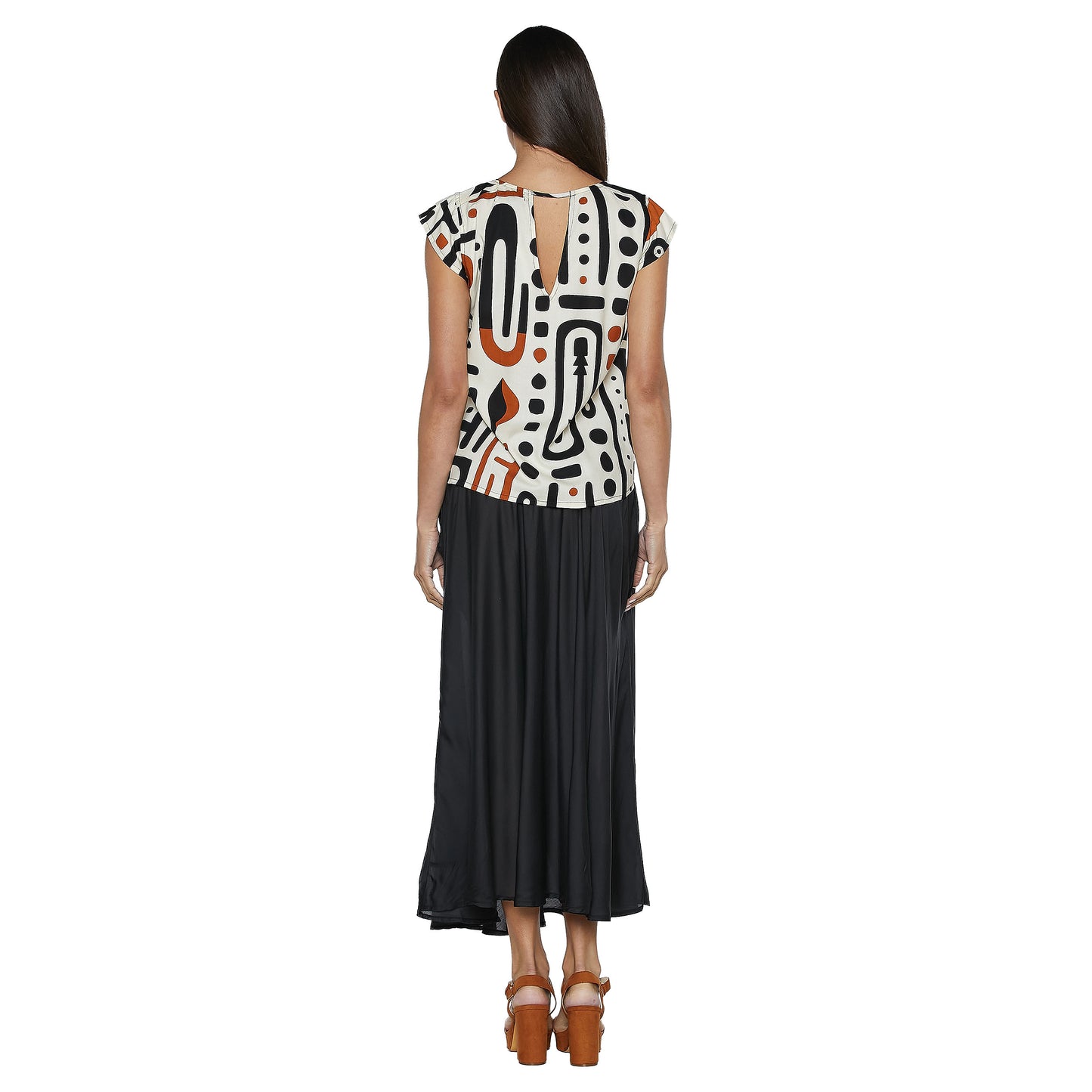 BABA DESIGN Blusa AFRO SAND Beige, Nero e bruciato