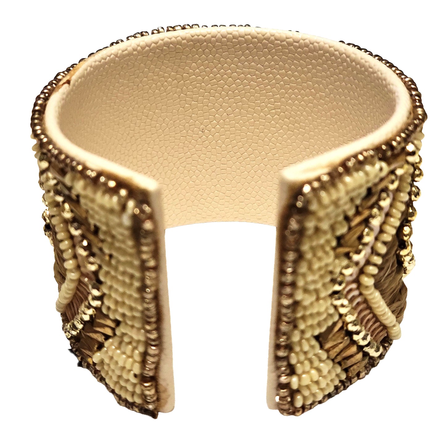 SURKANA Bracciale rigido ricamato nude con perline