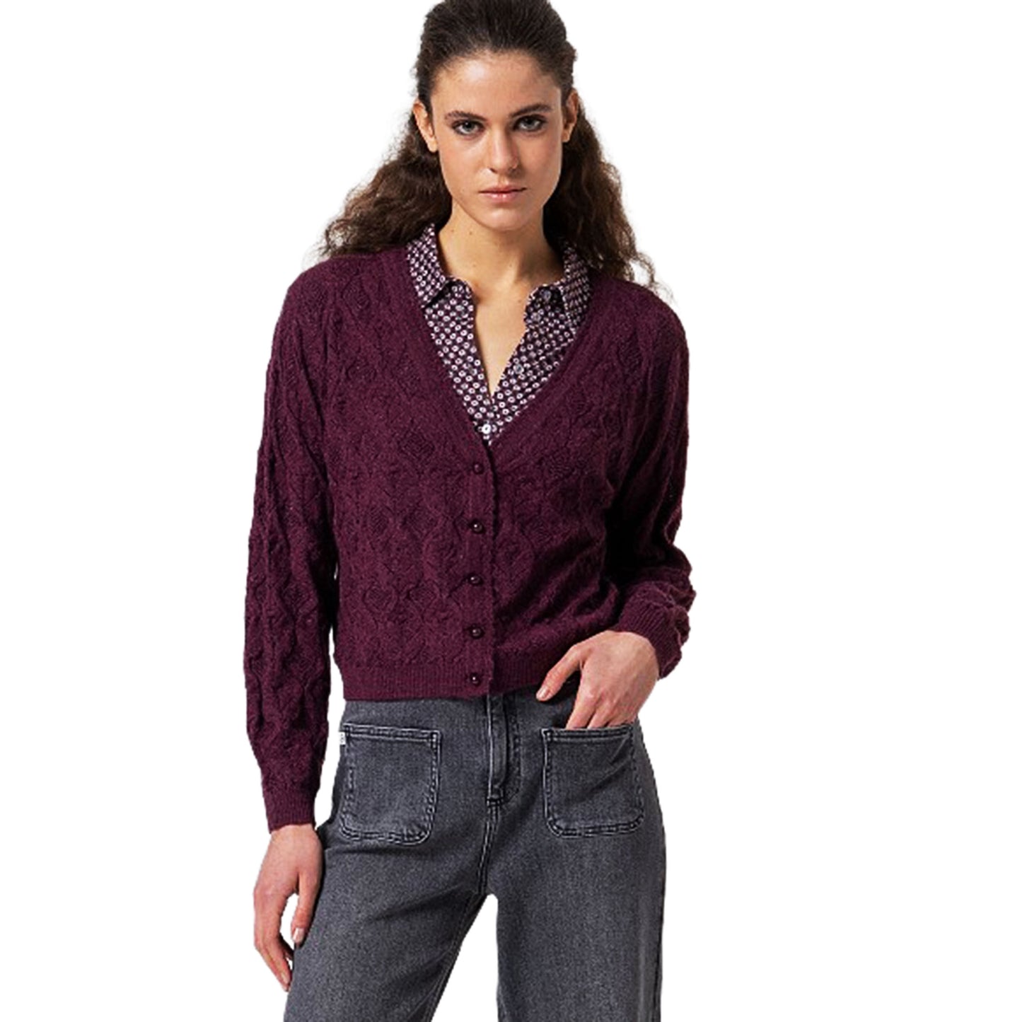 SURKANA - Cardigan in maglia con motivo a trecce-SURKANA-VIALESCARPE