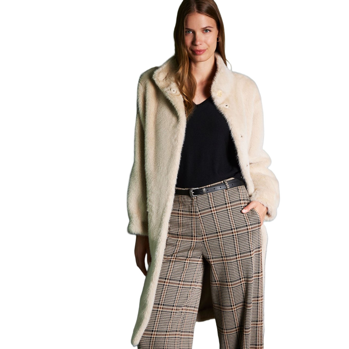 SURKANA - Cappotto effetto pelliccia con collo alto Crudo-SURKANA-VIALESCARPE