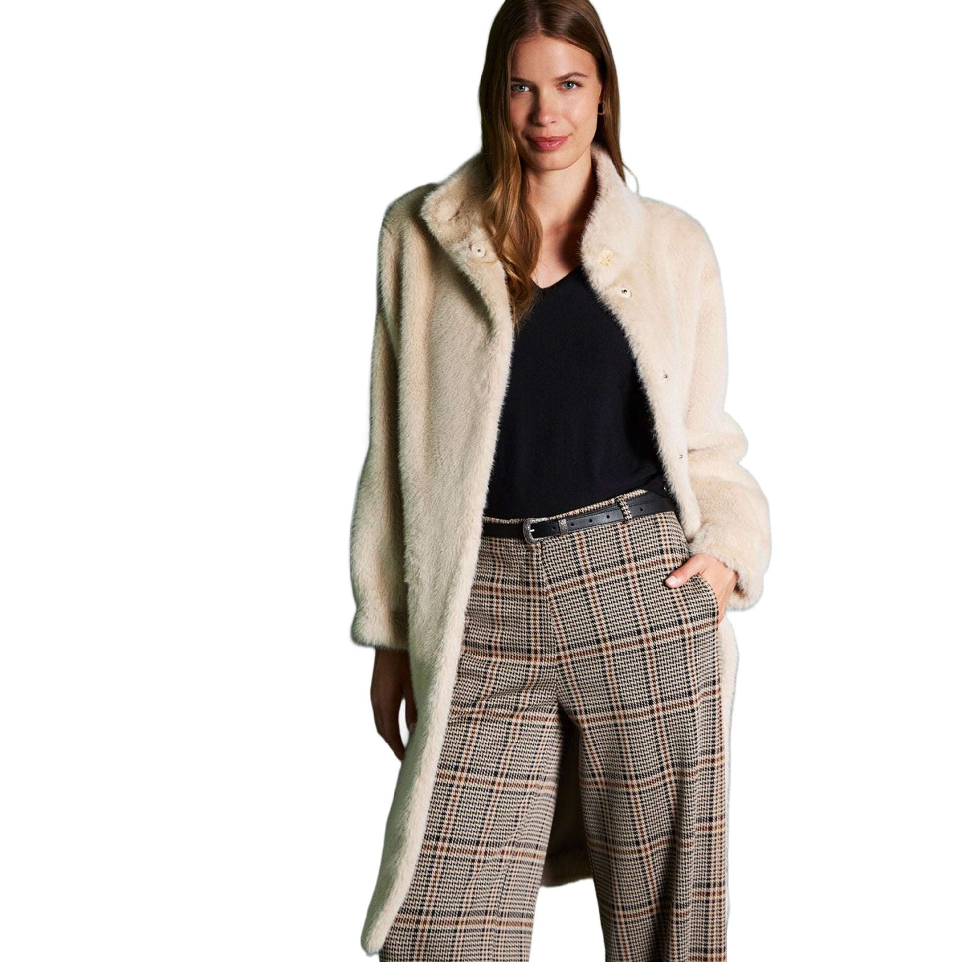 SURKANA - Cappotto effetto pelliccia con collo alto Crudo-SURKANA-VIALESCARPE