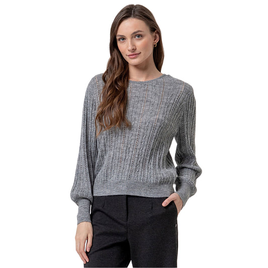 SURKANA Maglione Trafporato in Maglia Grigio Melange