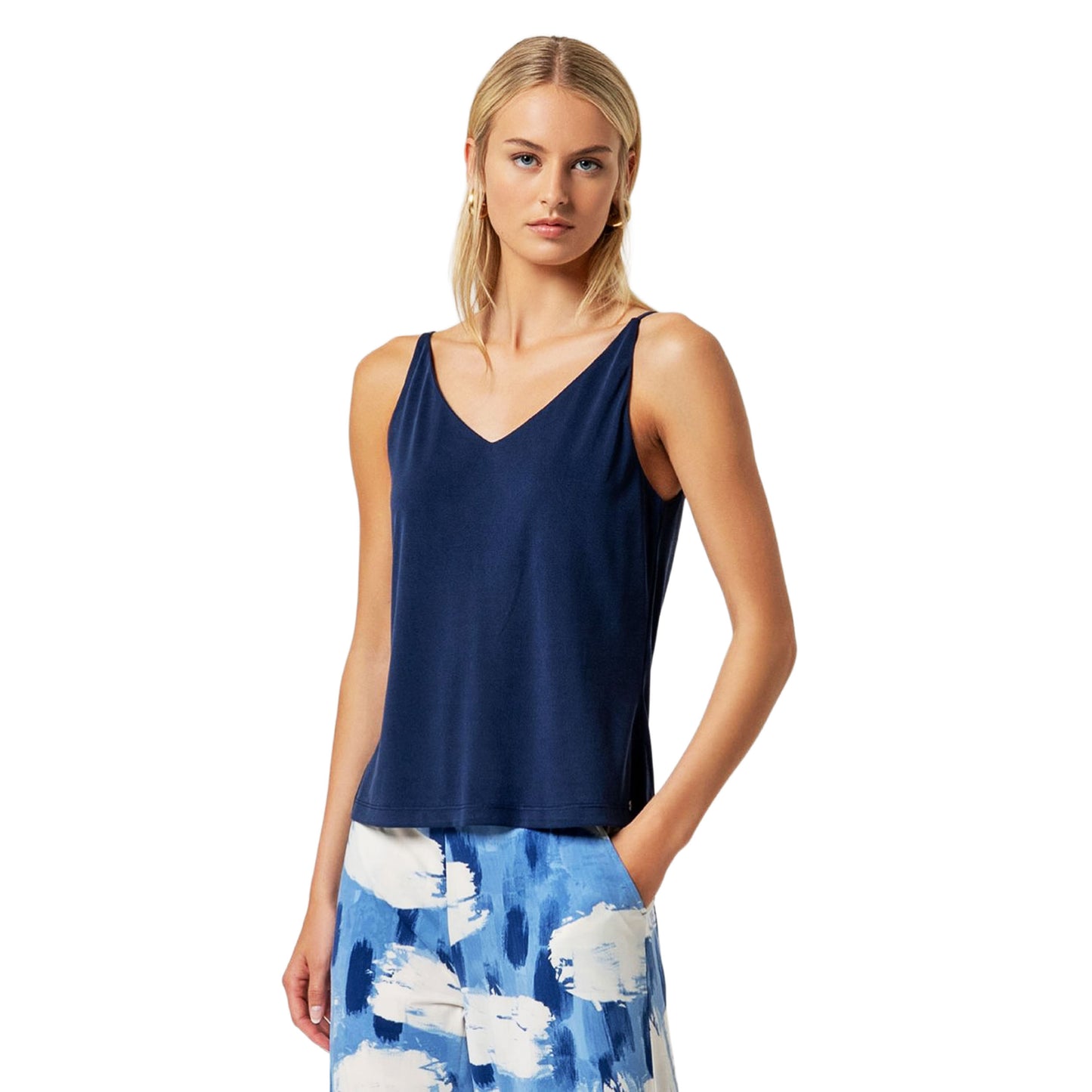 SURKANA Top a Spalline con Scollo a V Blu-SURKANA-VIALESCARPE