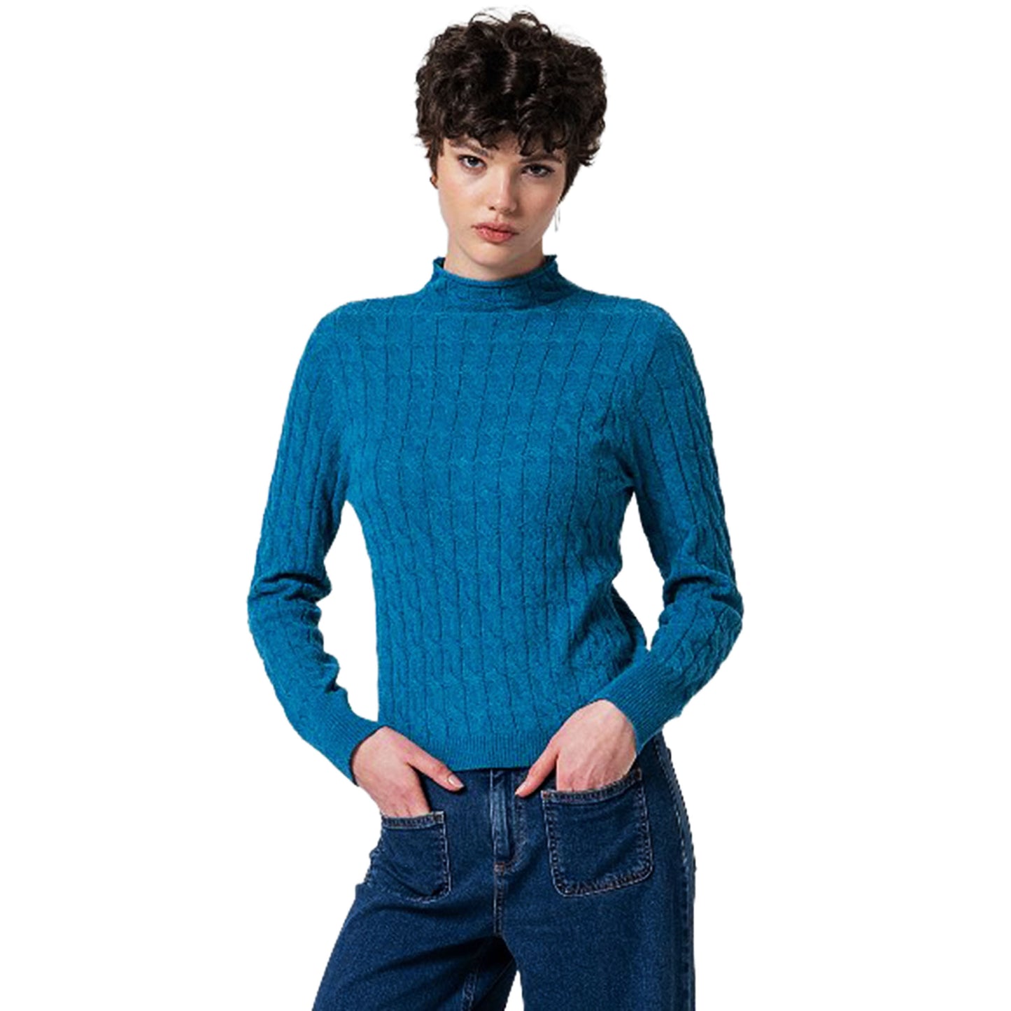 SURKANA - Maglione aderente con trecce e collo perkins-SURKANA-VIALESCARPE