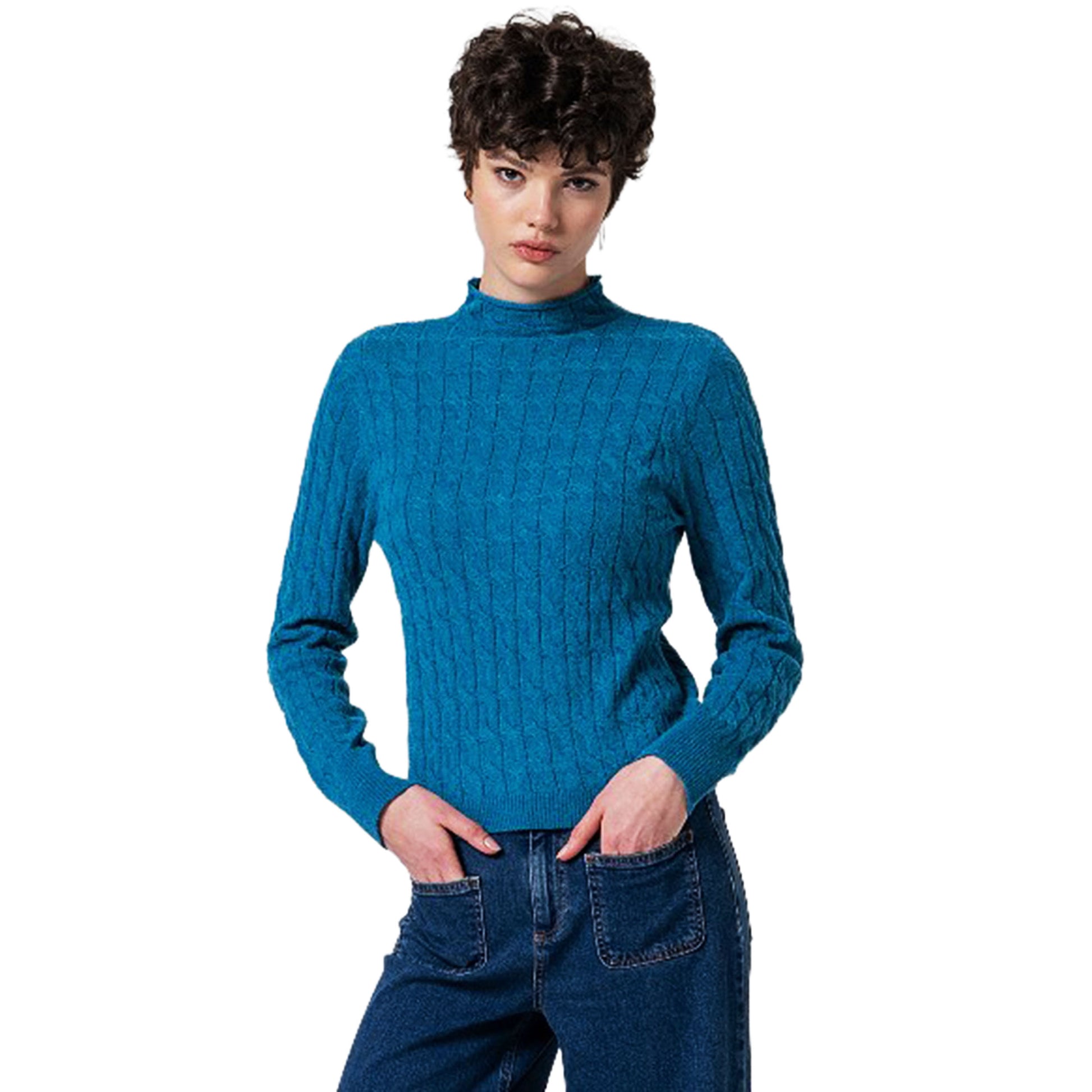 SURKANA - Maglione aderente con trecce e collo perkins-SURKANA-VIALESCARPE