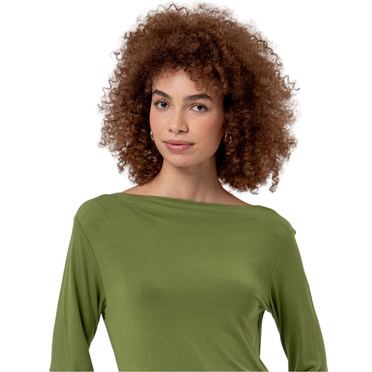 SURKANA T-shirt a Scollo Barca in Bambù Verde-SURKANA-VIALESCARPE