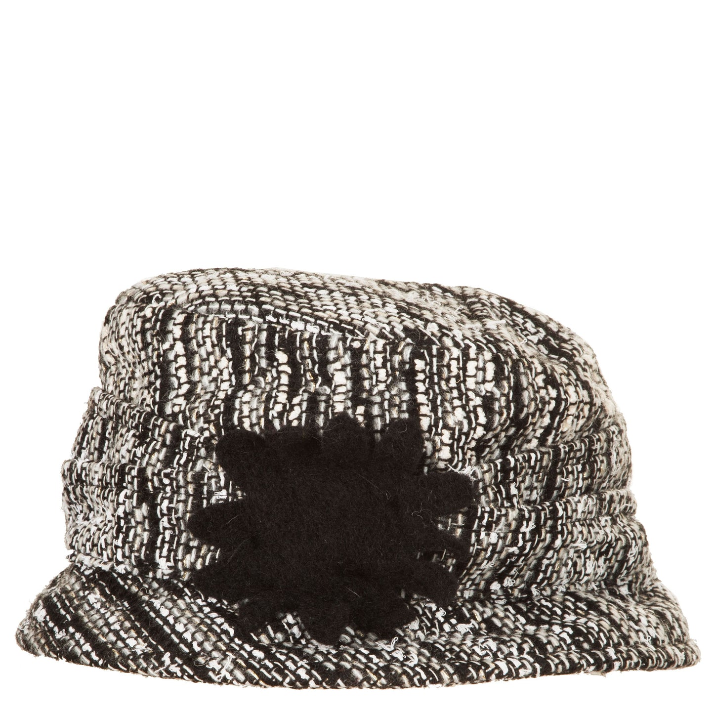 Cappello grigio e nero, con fiore