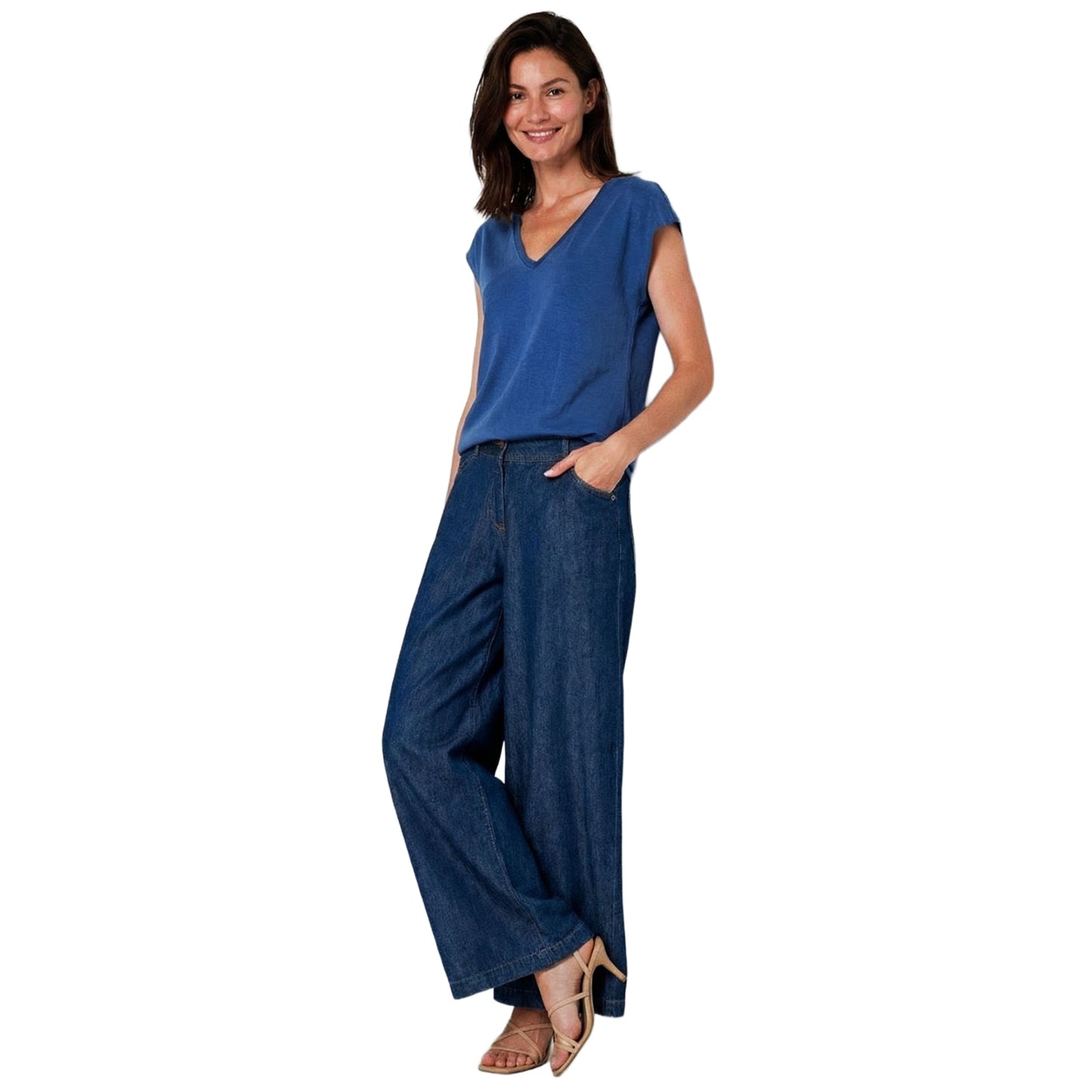 SURKANA T-shirt con collo a V Azzurro
