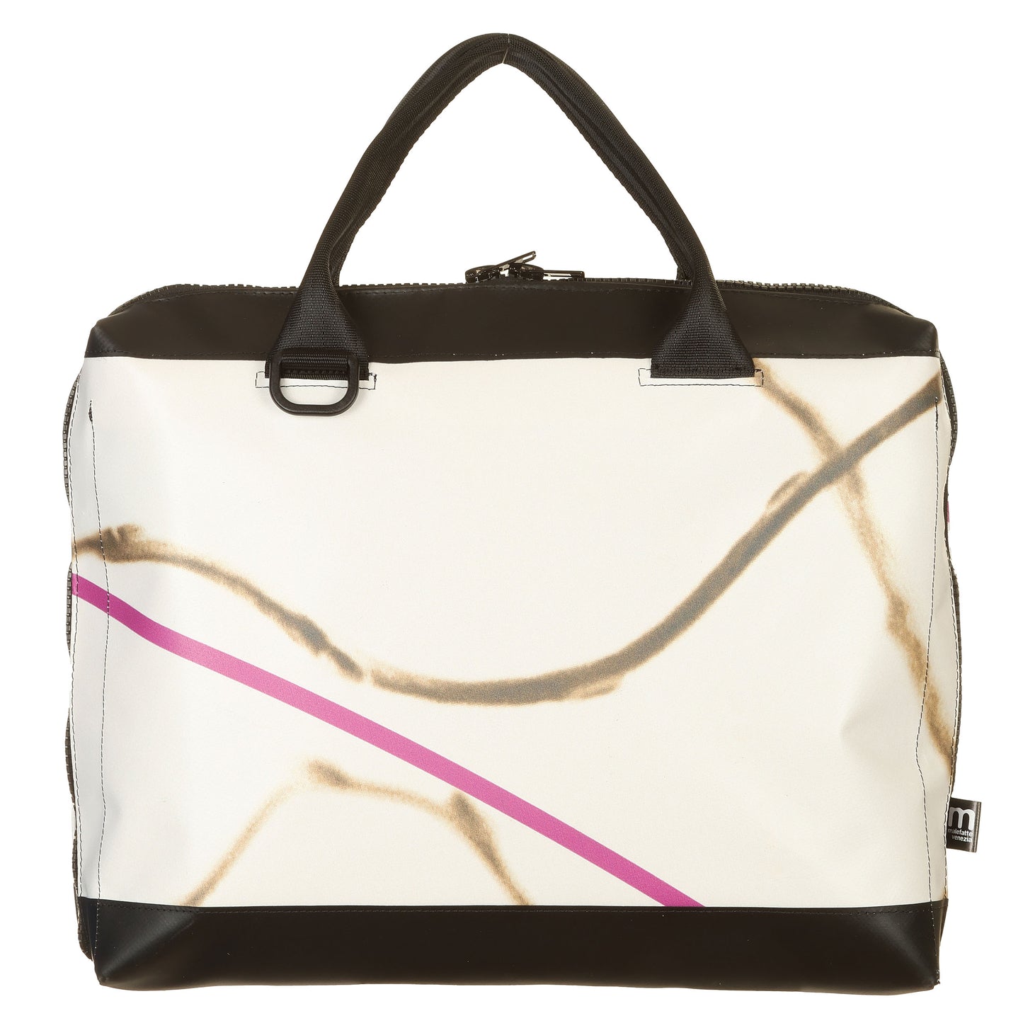 Borsa Office Slim Bianco-Marrone-Fuxia