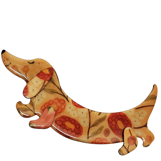 Picà Spilla con Bassotto Beige e Arancio