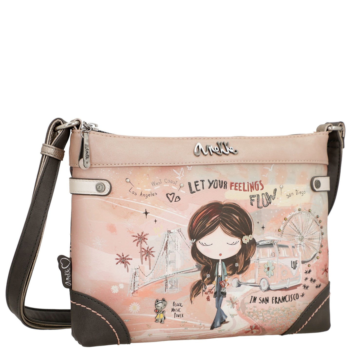 Borsa a tracolla media - PEACE & LOVE Pink