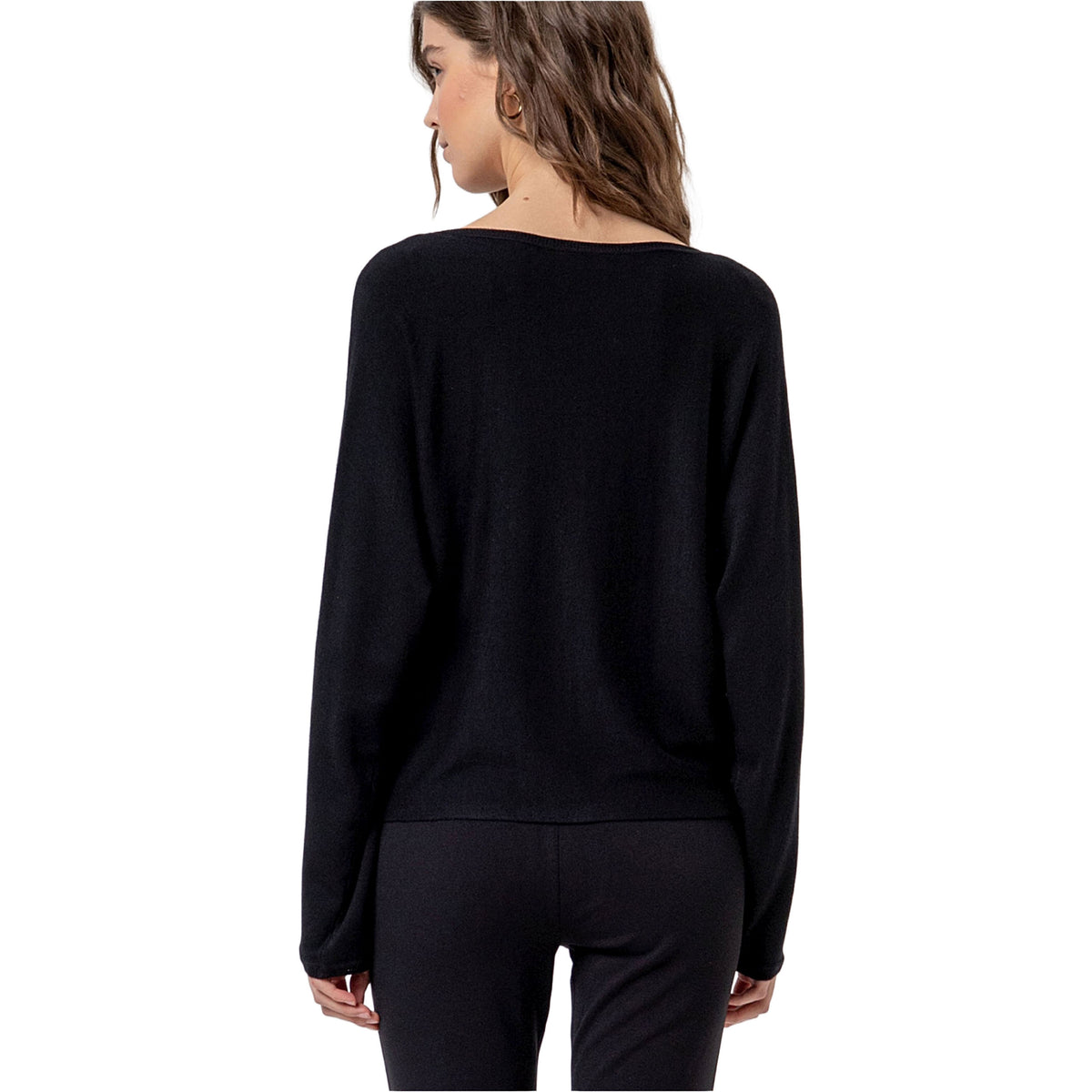 SURKANA Maglione in Maglia con Scollo a Barca Nero