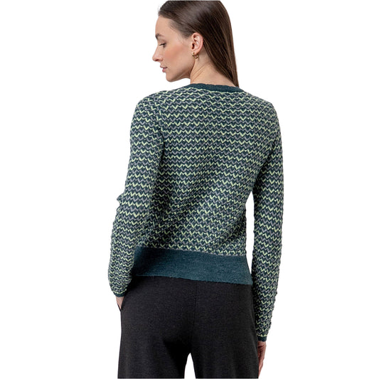 SURKANA Cardigan Scollo a V Zigzag Verde Bottiglia