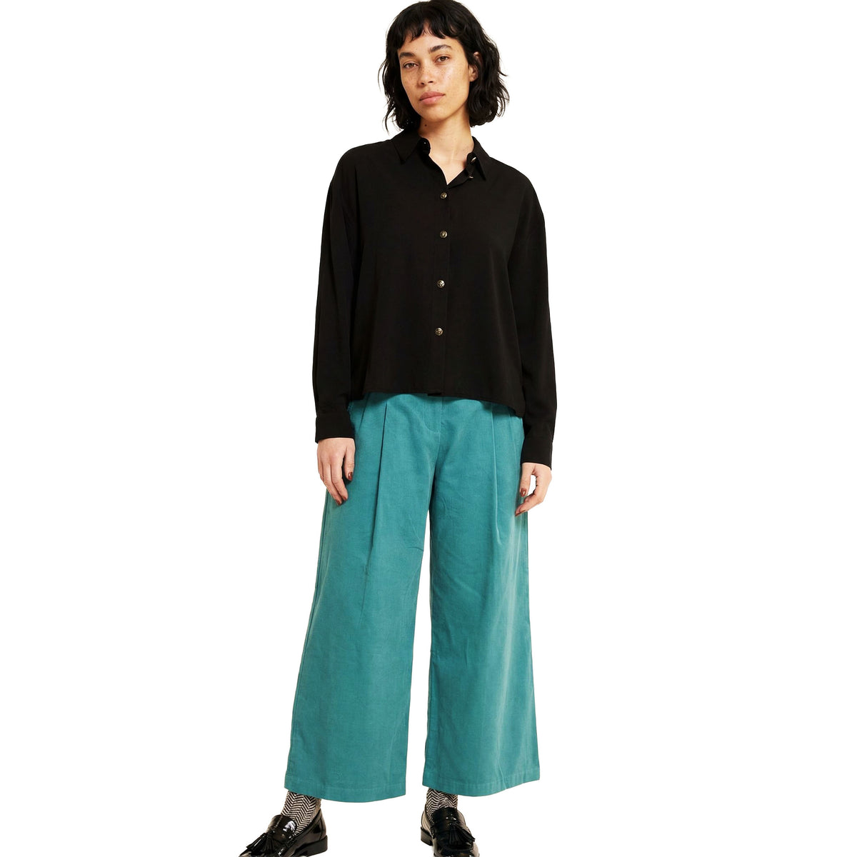 PEPALOVES Pantalone di velluto a coste fine verde