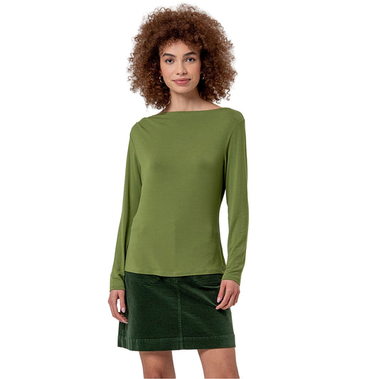 SURKANA T-shirt a Scollo Barca in Bambù Verde-SURKANA-VIALESCARPE