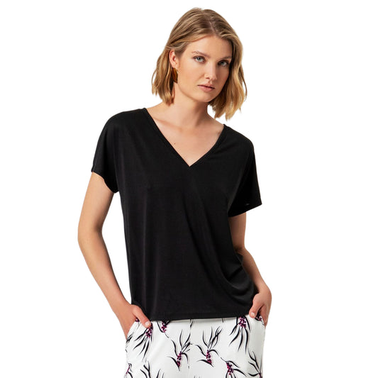 SURKANA T-shirt Senza Maniche con Scollo a V Nero