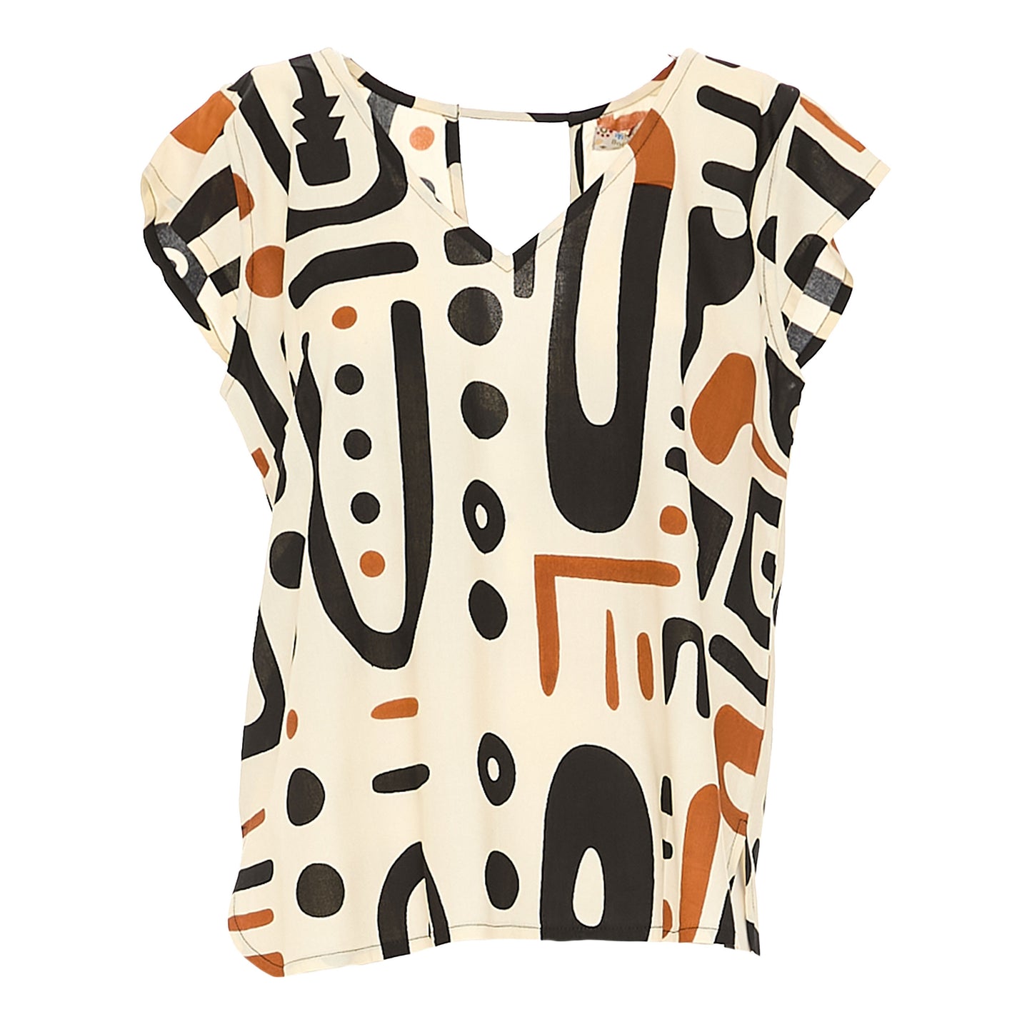 BABA DESIGN Blusa AFRO SAND Beige, Nero e bruciato