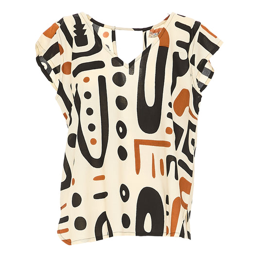 BABA DESIGN Blusa AFRO SAND Beige, Nero e bruciato