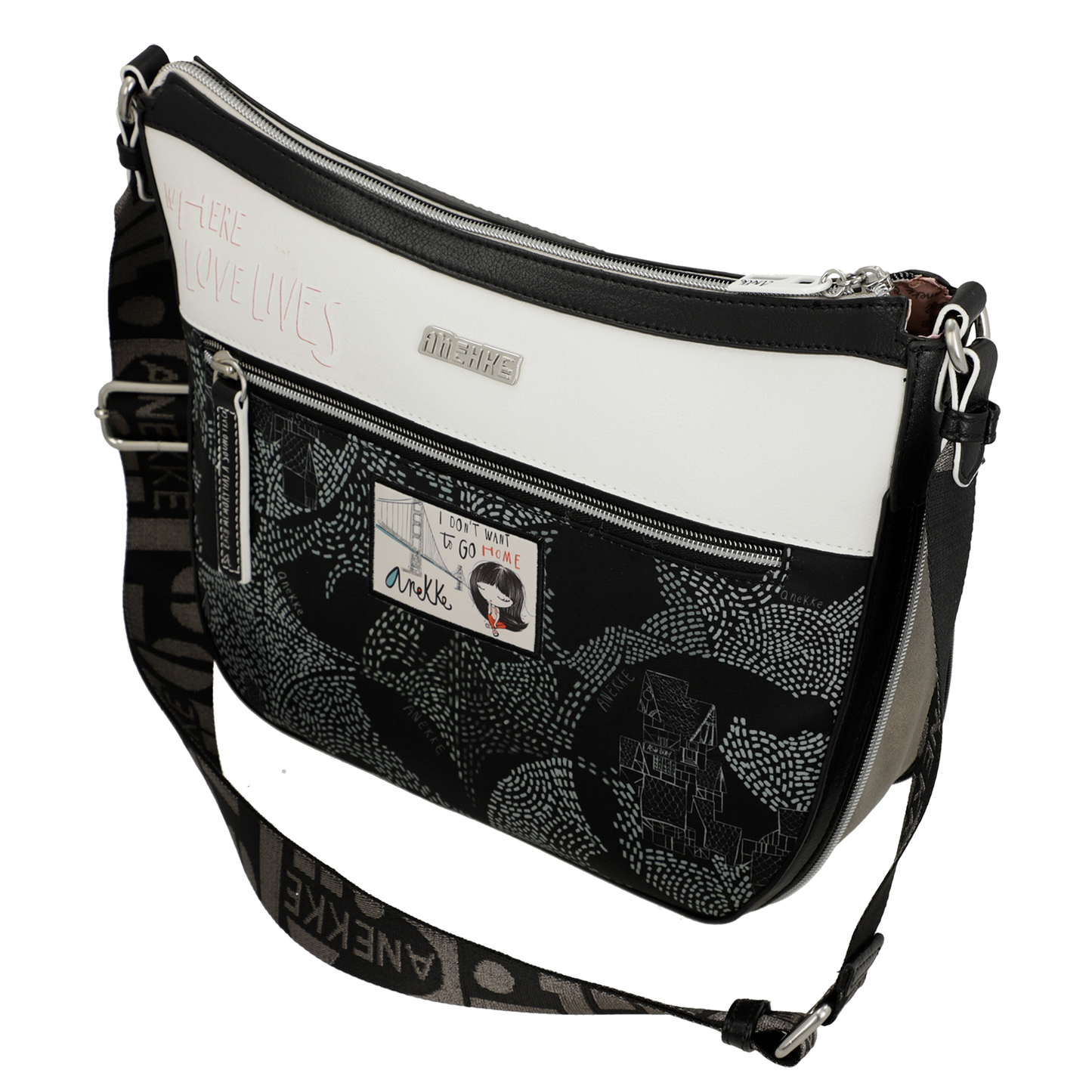 Borsa a Tracolla grande - Nature Sixties Black White