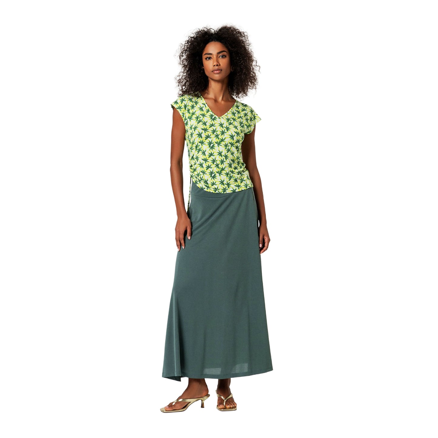 SURKANA T-shirt senza maniche con scollo a V Verde Chiaro
