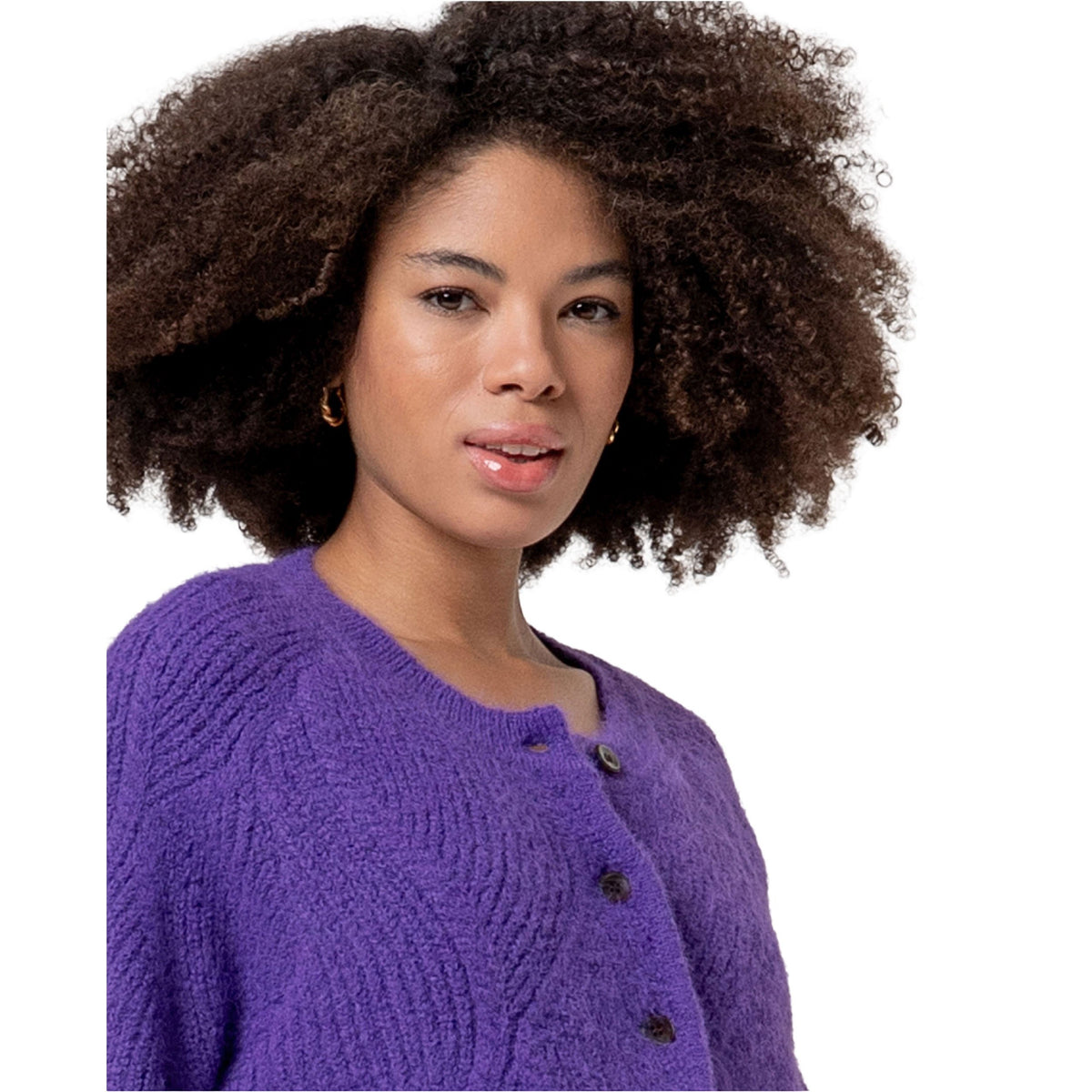 SURKANA Cardigan girocollo con trecce Viola