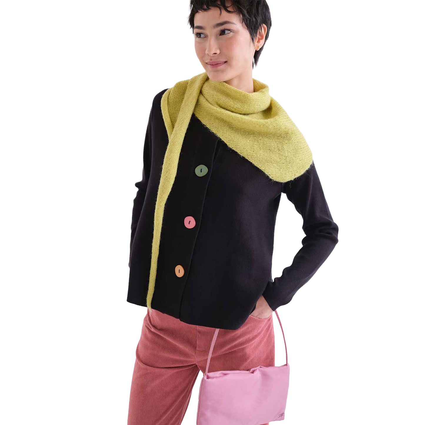 COMPAÑÍA FANTÁSTICA Cardigan nero con bottoni multicolor