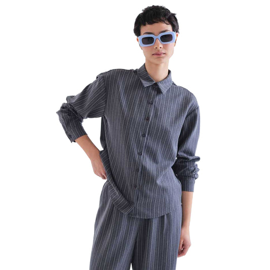 COMPAÑÍA FANTÁSTICA Camicia a righe sottili grigie