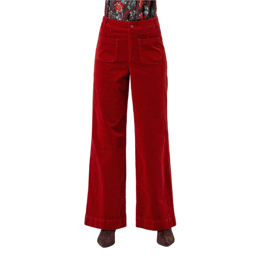 SURKANA Pantalone Wide Leg in Velluto Rosso Inglese-SURKANA-VIALESCARPE