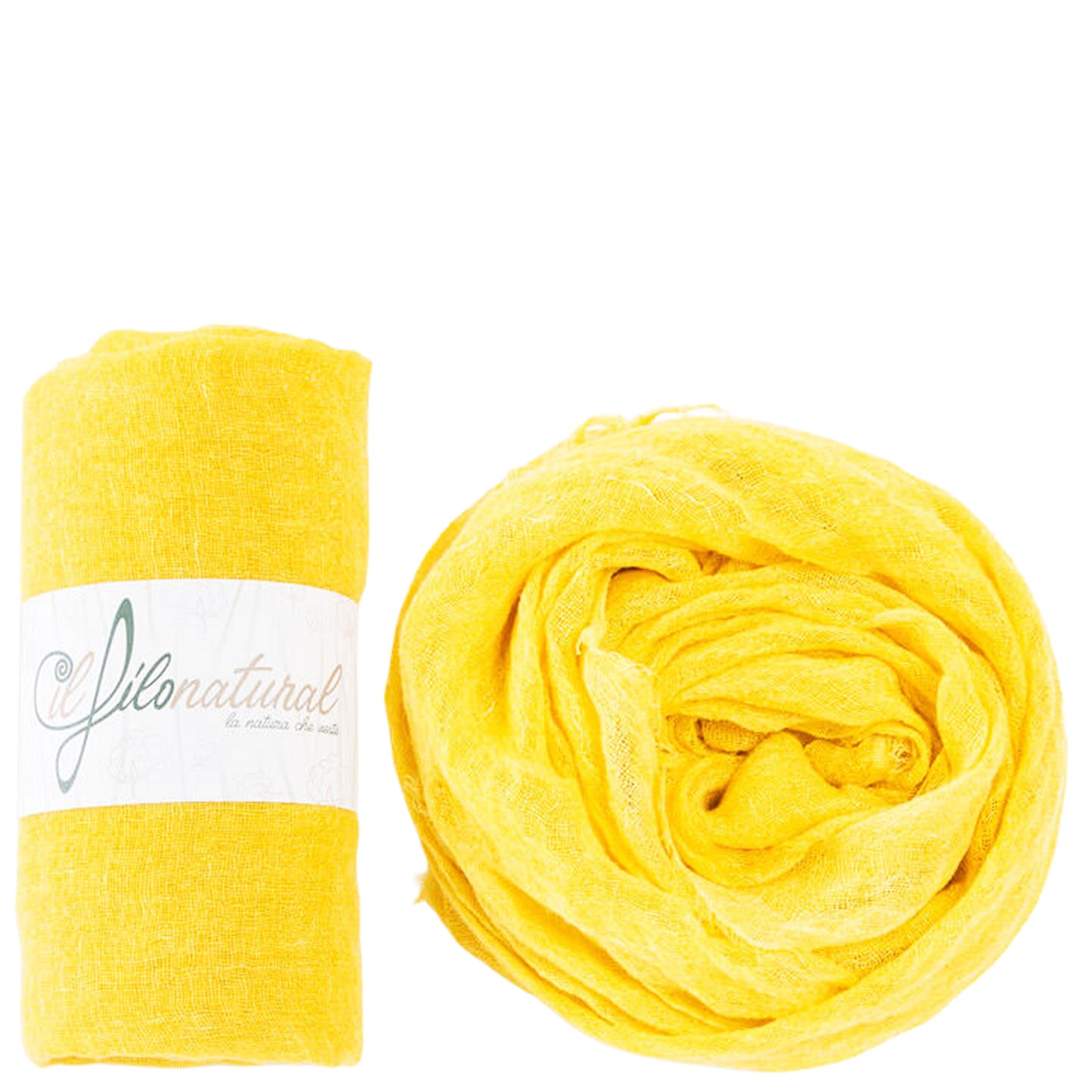 Scialle Foulard Pareo Lino Senape