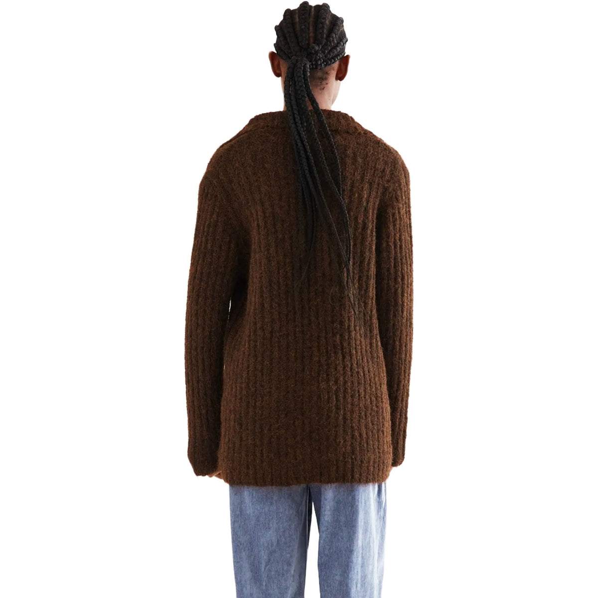 COMPAÑÍA FANTÁSTICA Maglione a righe marroni con scollo a V