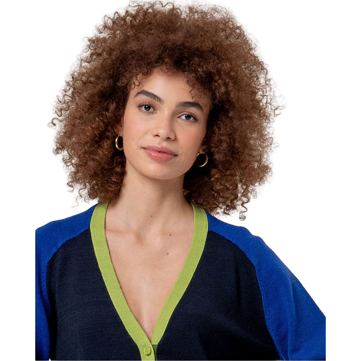 SURKANA Cardigan con scollo a V e contrasti Blu Cobalto