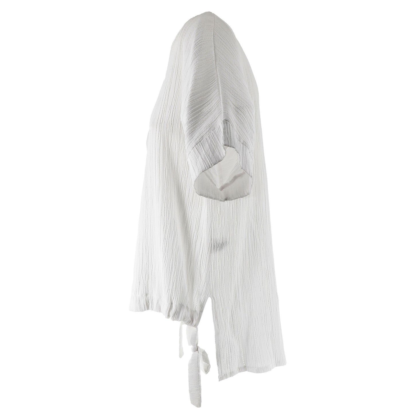 Blusa Donna KARAKORUM Chicca Bianca Effetto Plissé con Arricciatura Regolabile