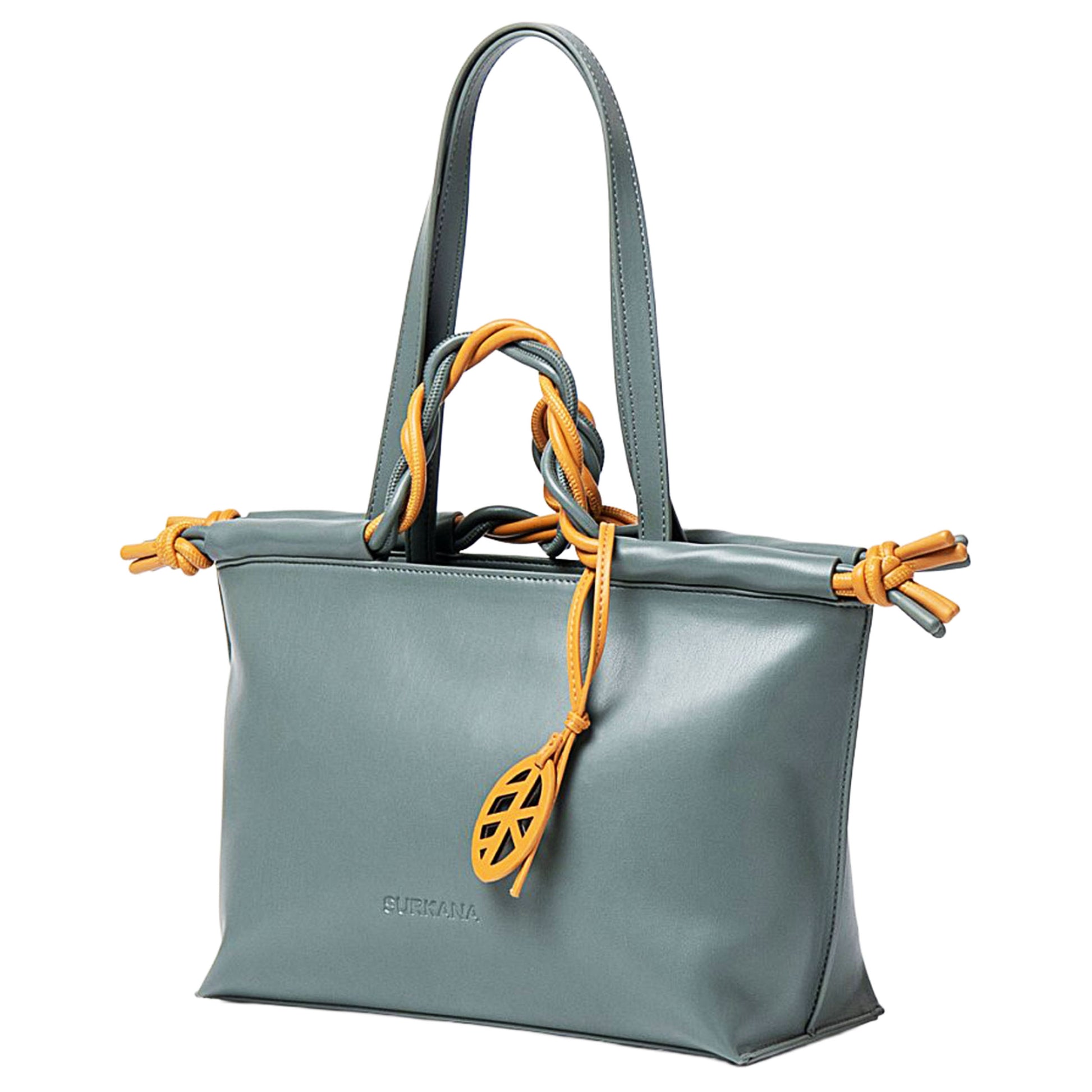 SURKANA - Borsa tote a doppio manico bicolore Blu acciaio-SURKANA-VIALESCARPE