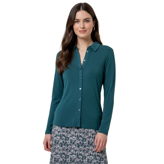 SURKANA Camicia Aderente in Bambù Verde Bottiglia