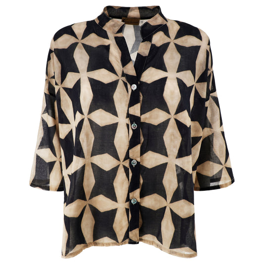 KARAKORUM Camicia TAYLOR Nero ed Ecru-KARAKORUM-VIALESCARPE
